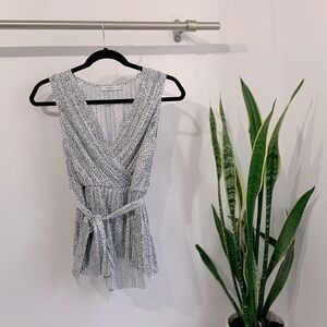 RICKI’S pleated polka dots top, black and white top size medium